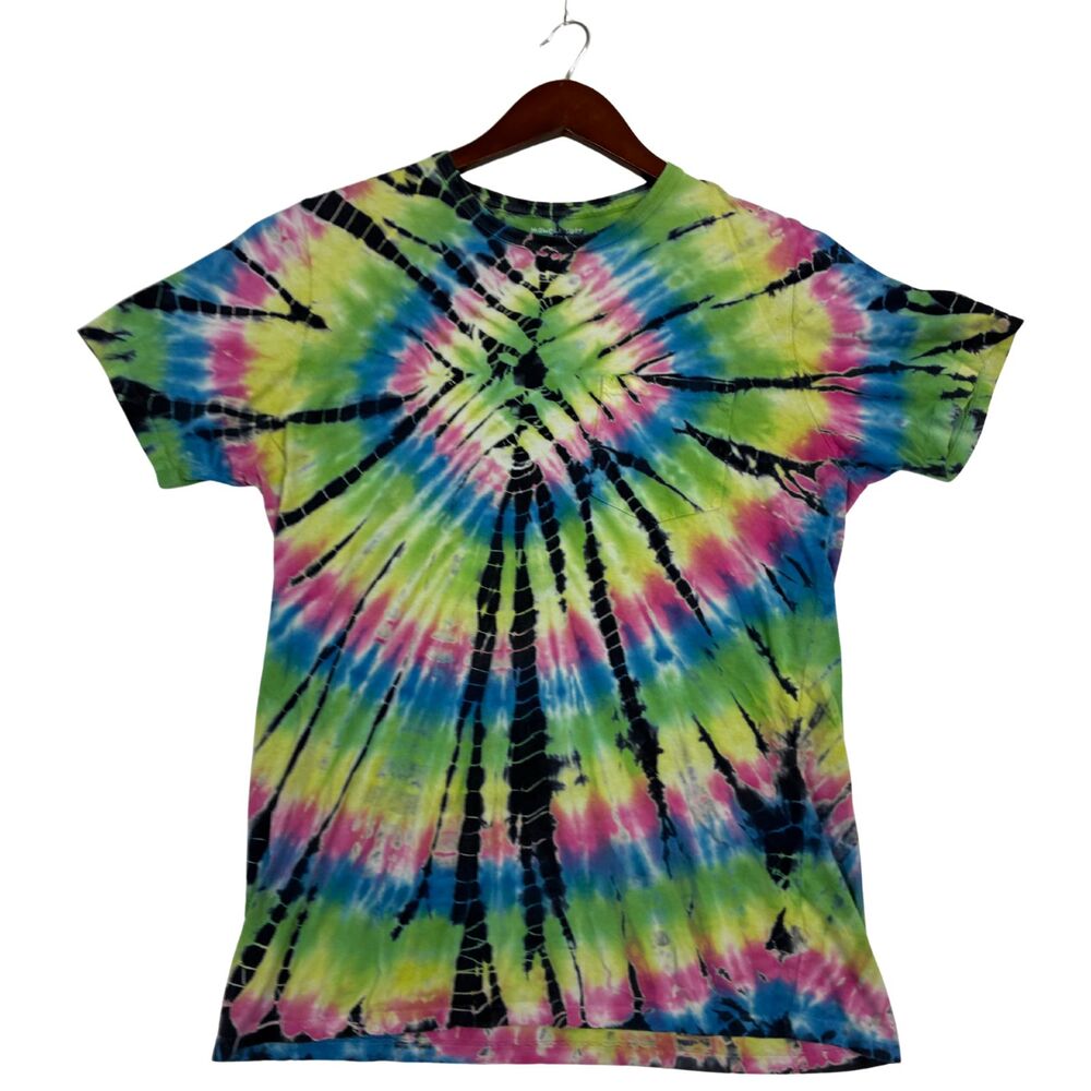 Mowgli Surf Tie Dye Shirt Mens Medium USA Made Cotton Jersey Spiral Psychedelic